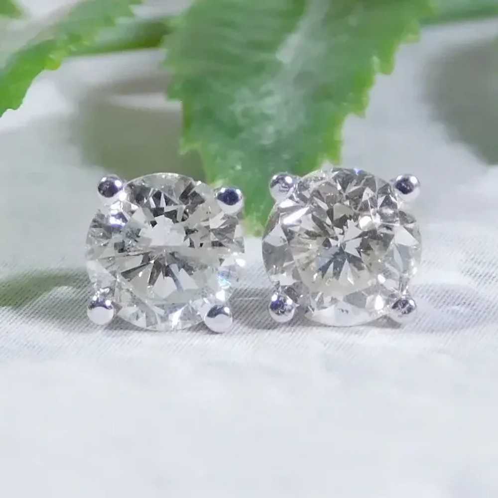 Beautiful .84ctw Diamond Solitaire Stud Earrings … - image 2