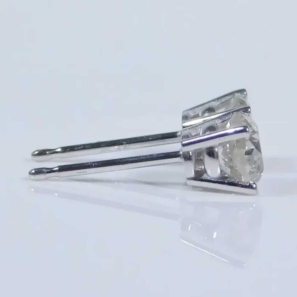 Beautiful .84ctw Diamond Solitaire Stud Earrings … - image 3