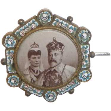 A Micro Mosaic Souvenir Pin For the Coronation of… - image 1