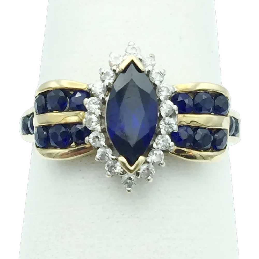 10K Sapphire and Diamond Ring - image 1