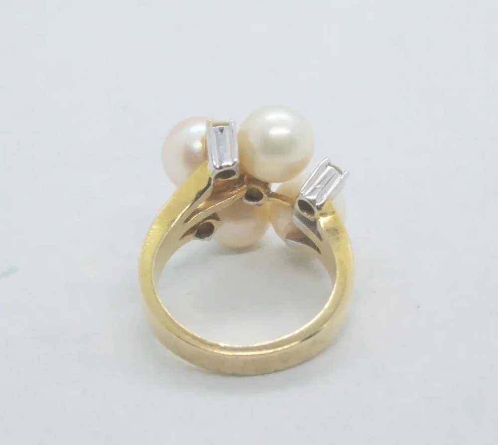 14k Yellow Gold Pearl & Diamond Ring~ Size 5 - image 3
