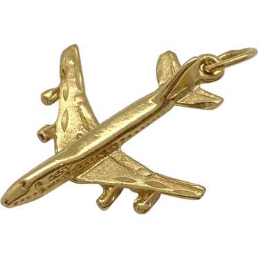 Jet Airliner Airplane Vintage Charm 14K Gold Three