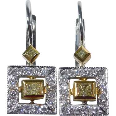 Sophisticated 1ctw Yellow & White Diamond Drop Ear