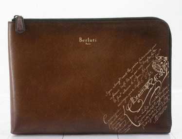 Berluti Long Wallet Bifold Ebene Calligraphy Leather Black Good condition