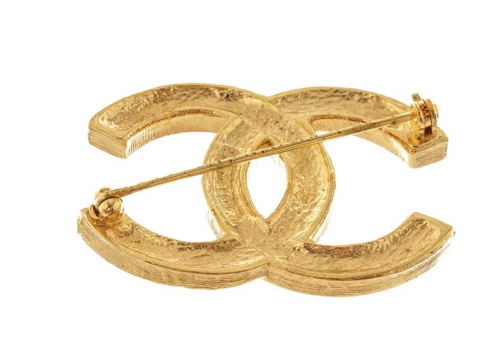Chanel Chanel Vintage Gold-tone Metal CC Rhinesto… - image 2