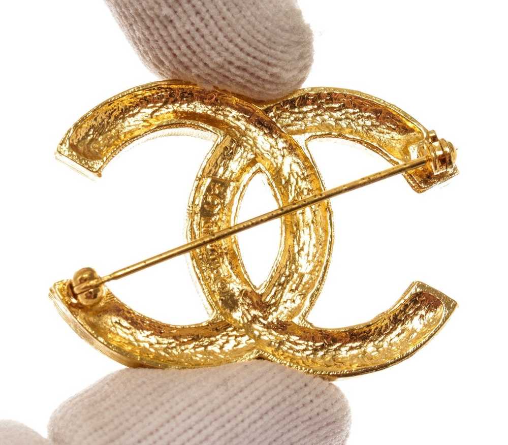 Chanel Chanel Vintage Gold-tone Metal CC Rhinesto… - image 4