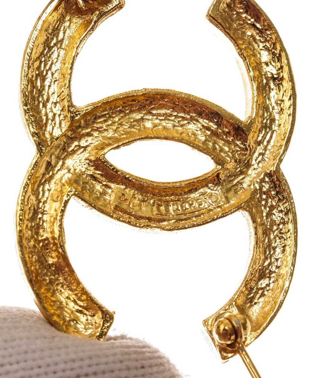Chanel Chanel Vintage Gold-tone Metal CC Rhinesto… - image 5