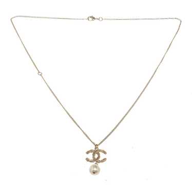 Chanel Chanel CC Dangle Pearl Pendant Gold-tone N… - image 1