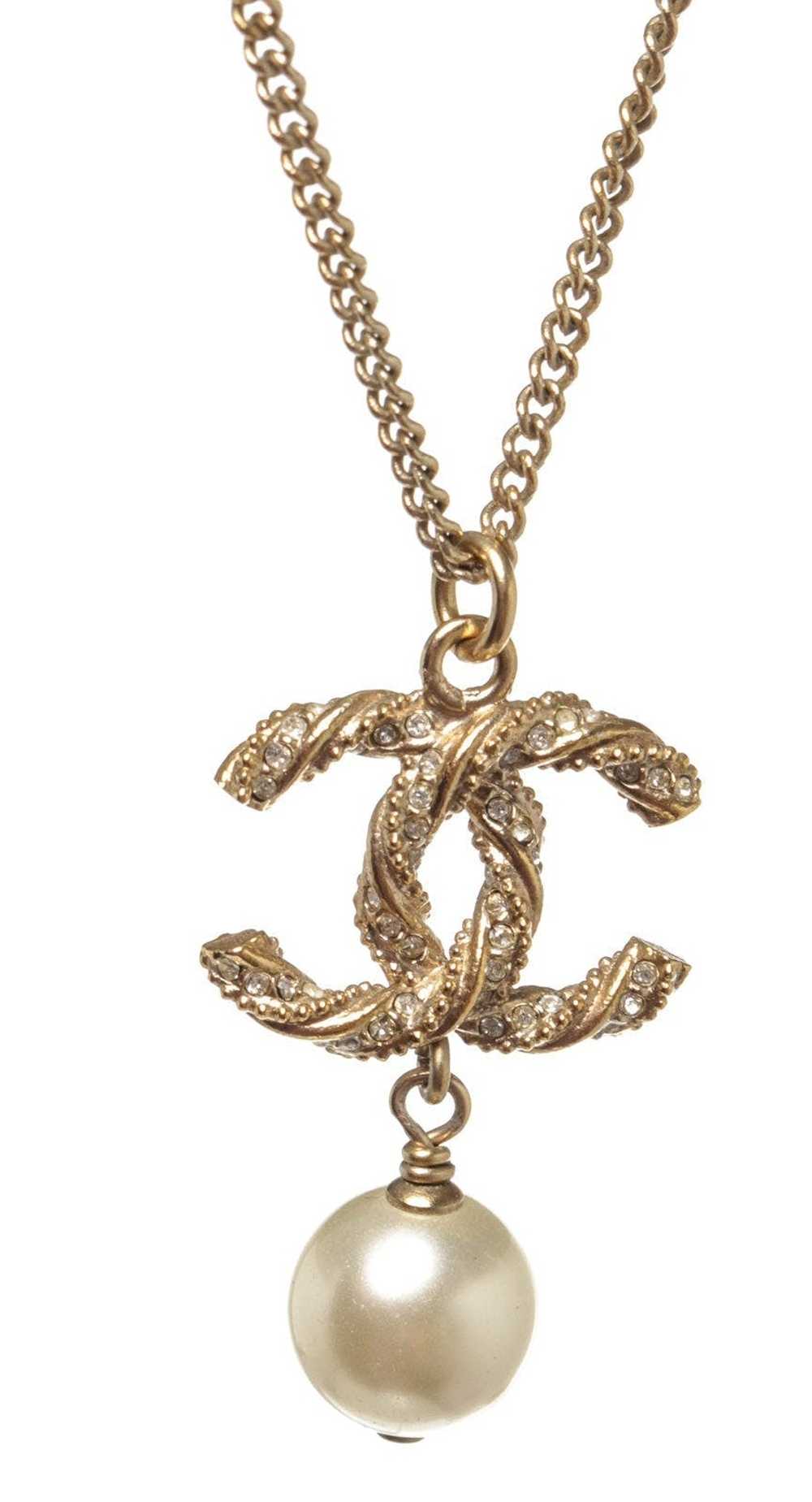 Chanel Chanel CC Dangle Pearl Pendant Gold-tone N… - image 6