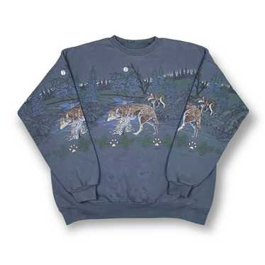 Vintage Wolf In The sale Woods Sweatshirt 90s Wilderness Graphic All Over Print Wolfpack Grail