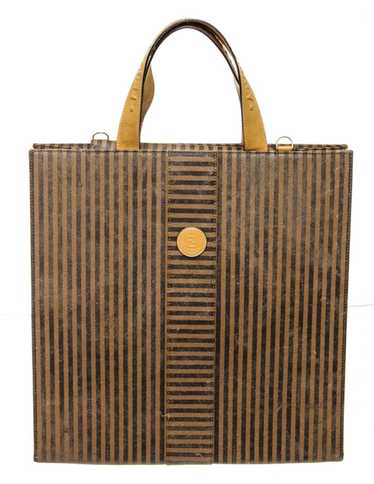 Fendi Used 2Way Mini Boston/Shoulder Bag/Canvas/Brw/Stripe/Pecan Bag
