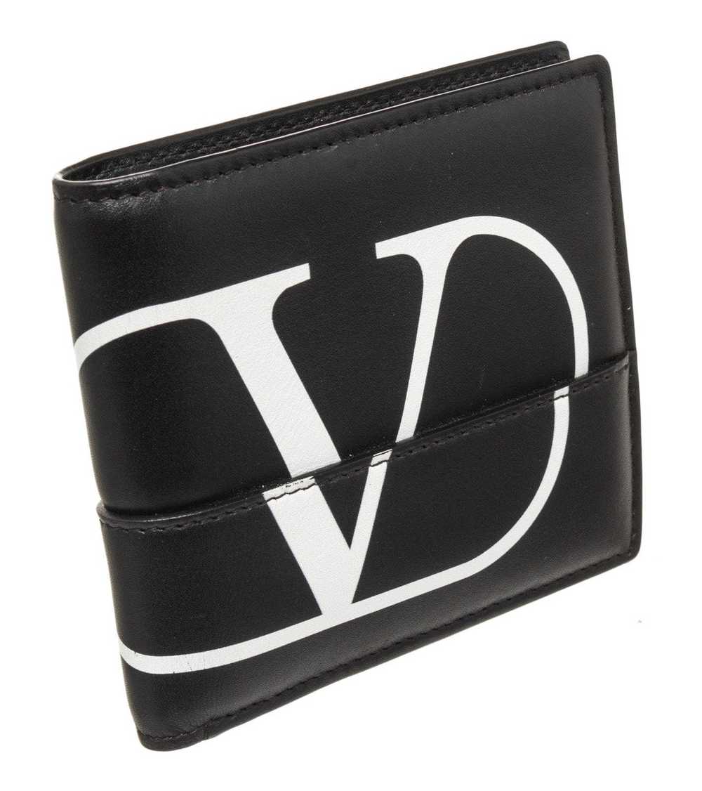 Valentino Valentino Black Leather Logo Print Bifo… - image 2