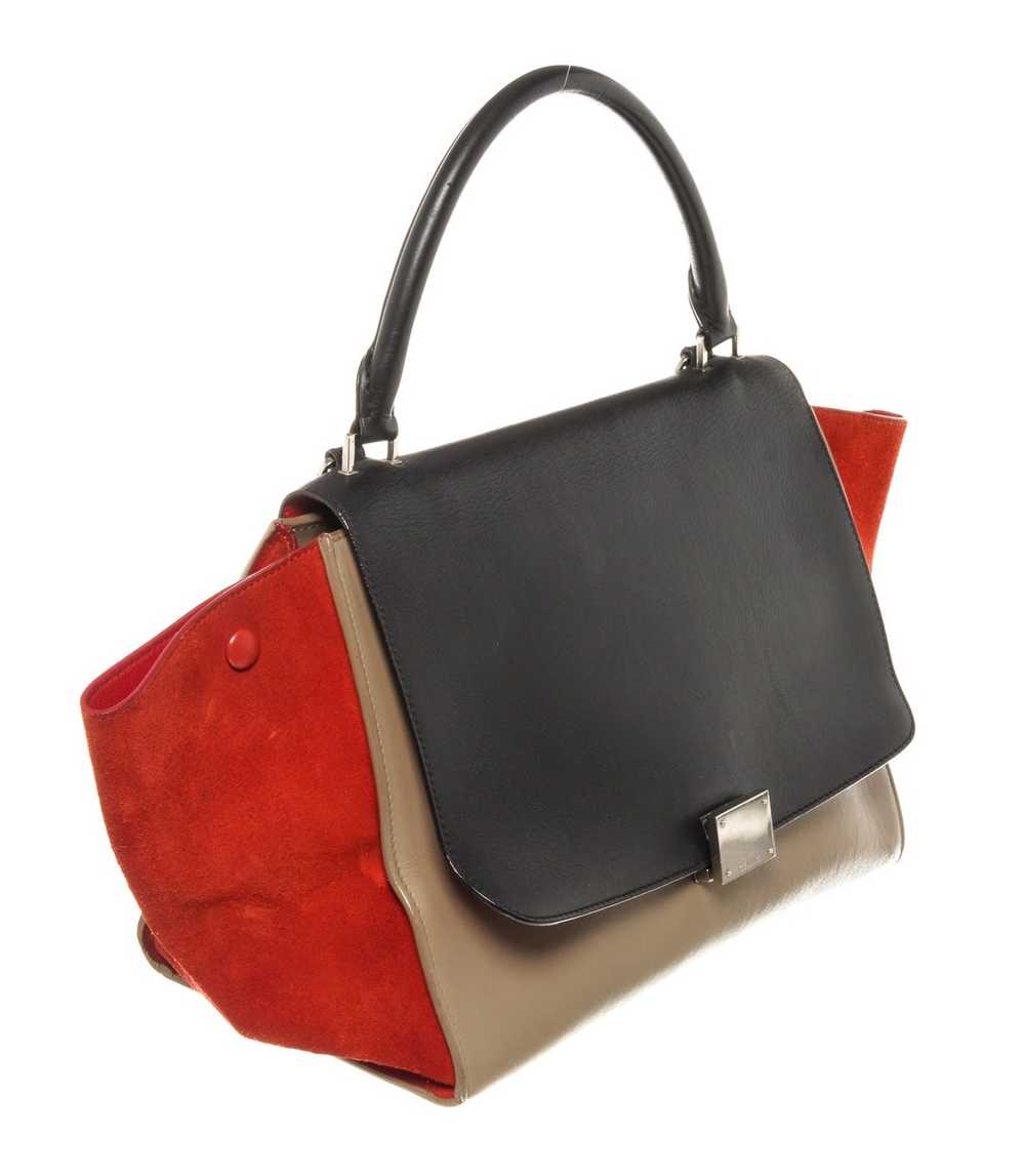 Celine Celine Black Red Multicolor Leather Trapez… - image 3