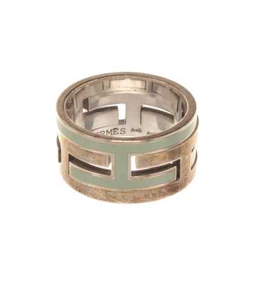 Hermes Hermes Silver Move H Silvery Green Ring