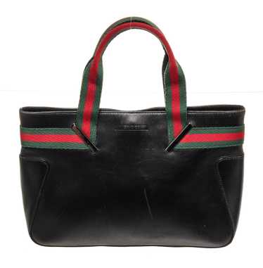 Gucci Gucci Black Leather Web Handbag