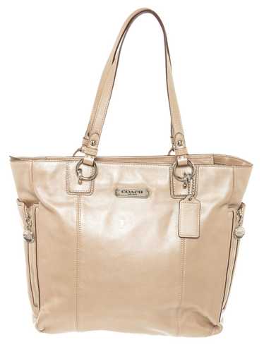 Coach Coach Beige Leather Gallery Zipper Tote Bag