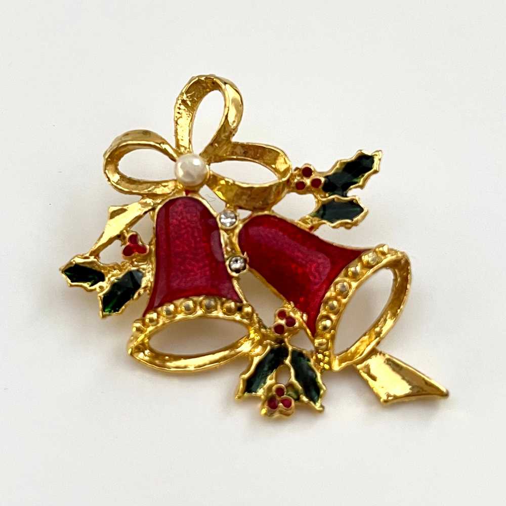 90s/ 00s Christmas Bell Brooch - image 1