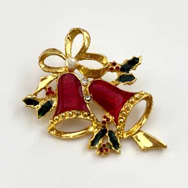 90s/ 00s Christmas Bell Brooch - image 1