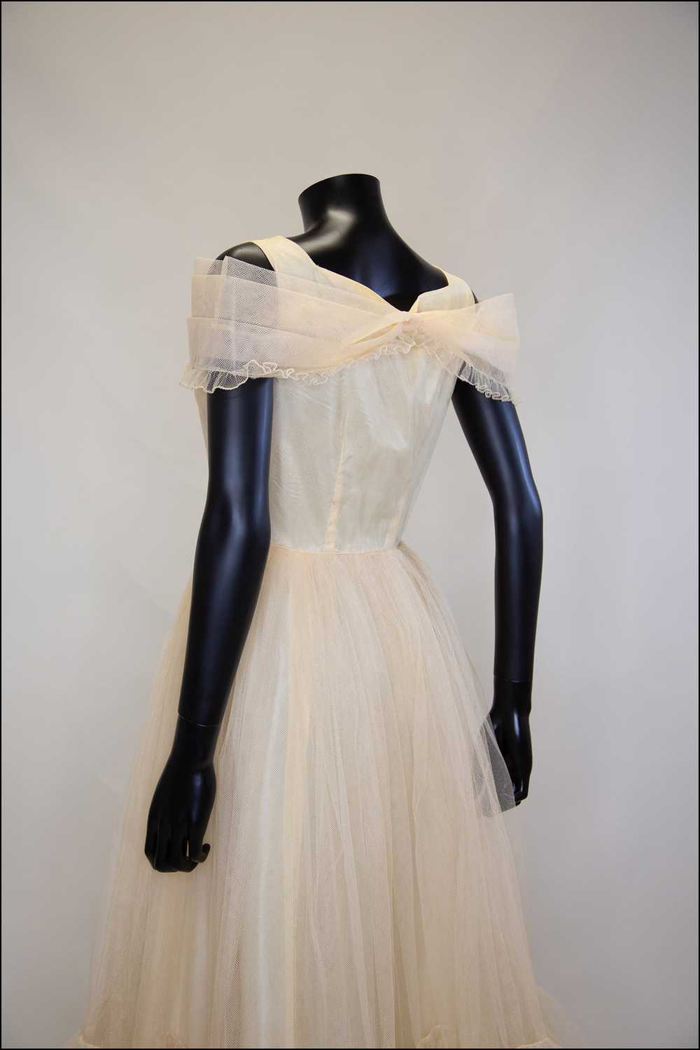 Vintage 1930s Champagne Tulle Gown - image 11