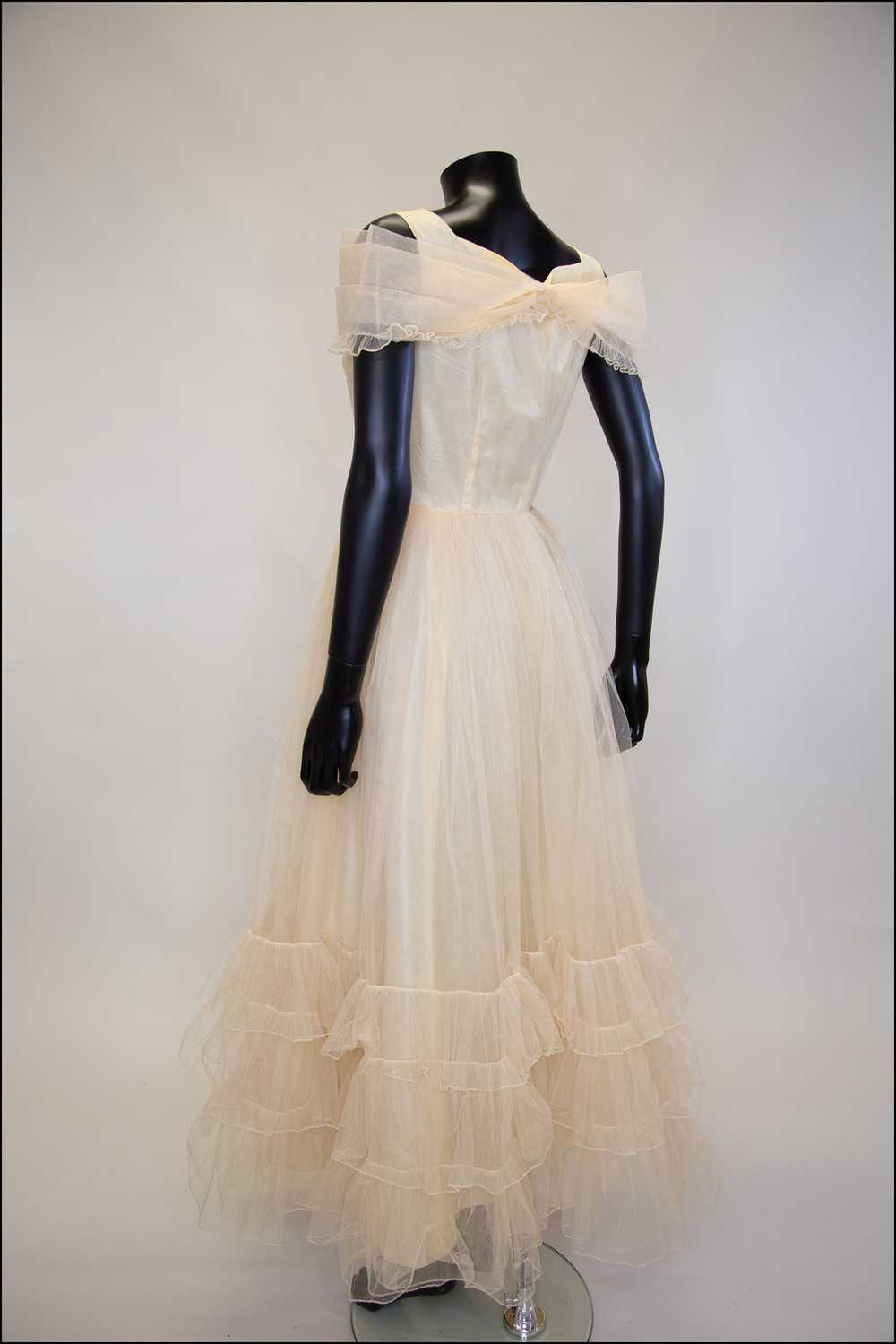 Vintage 1930s Champagne Tulle Gown - image 12