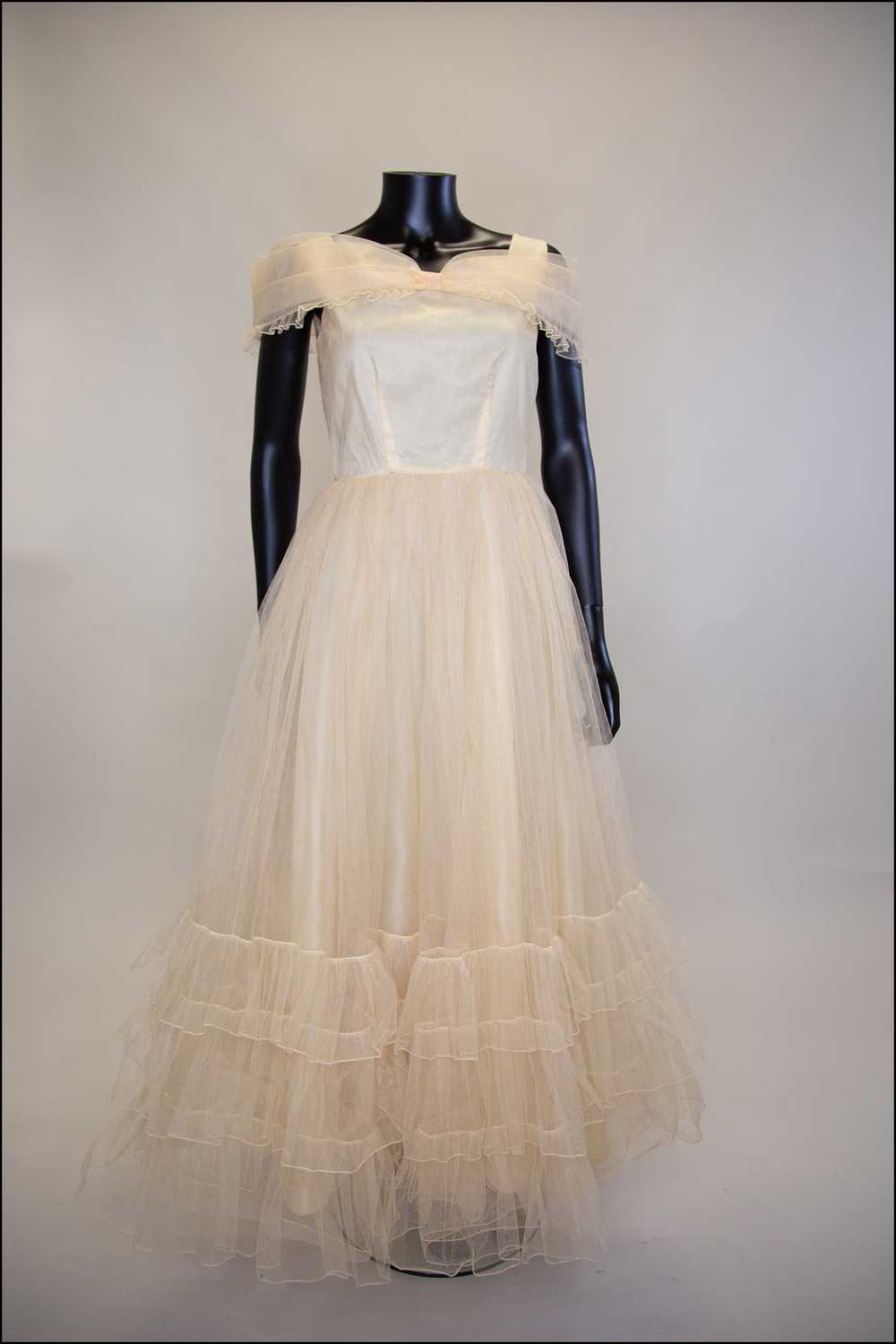 Vintage 1930s Champagne Tulle Gown - image 2