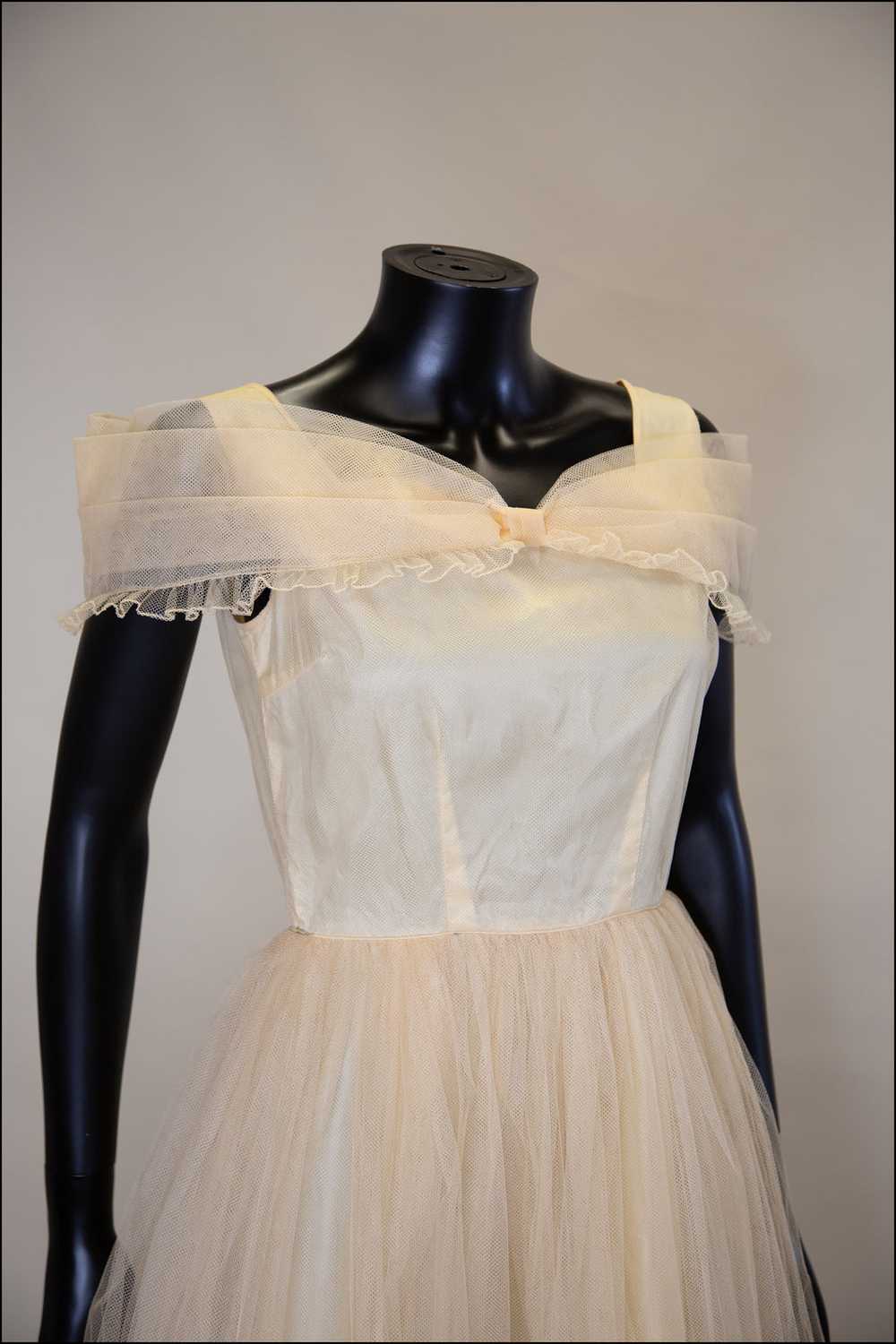 Vintage 1930s Champagne Tulle Gown - image 5