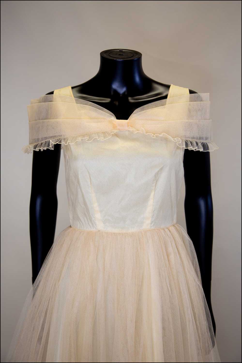 Vintage 1930s Champagne Tulle Gown - image 6