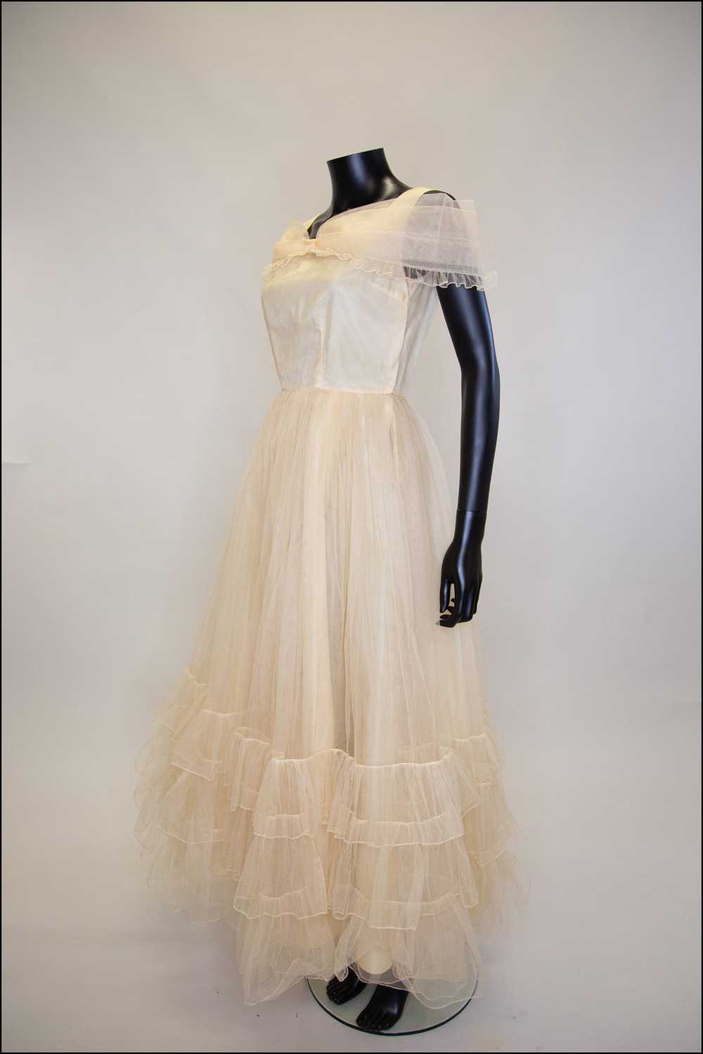 Vintage 1930s Champagne Tulle Gown - image 9
