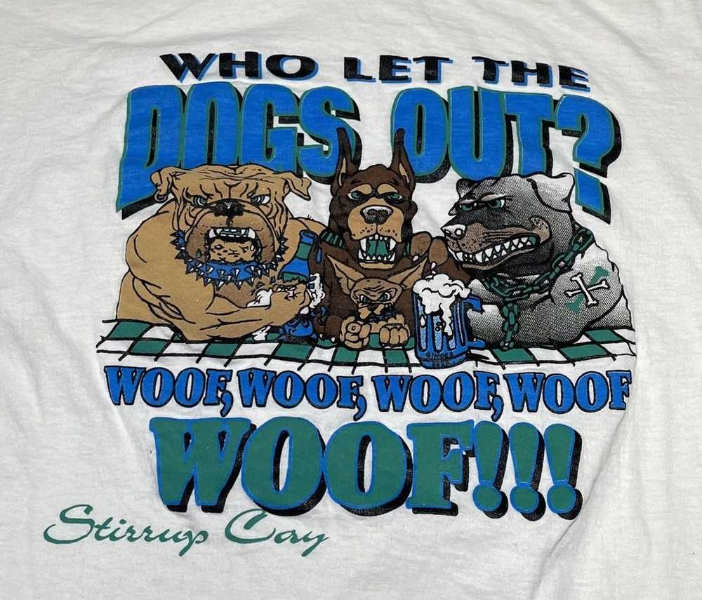 Vintage 90s dorsett tees “who let the dogs out” s… - image 3