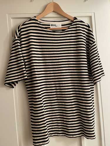 Margaret Howell MHL Cotton T-shirt Striped in Blac