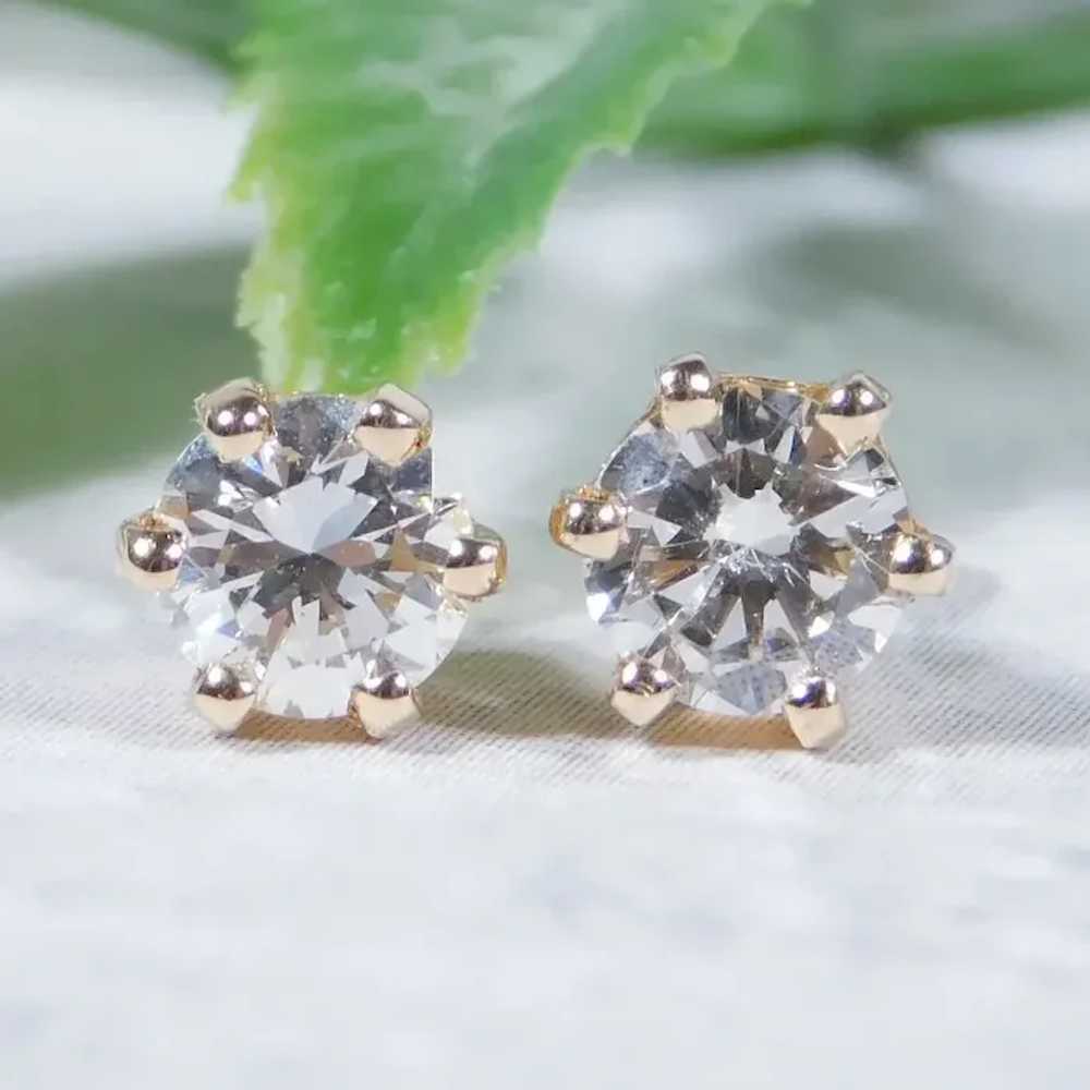 Glistening .56ctw Diamond Solitaire Stud Earrings… - image 2