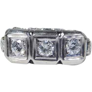 Beautiful Art Deco Three Stone .75ctw Diamond Ring