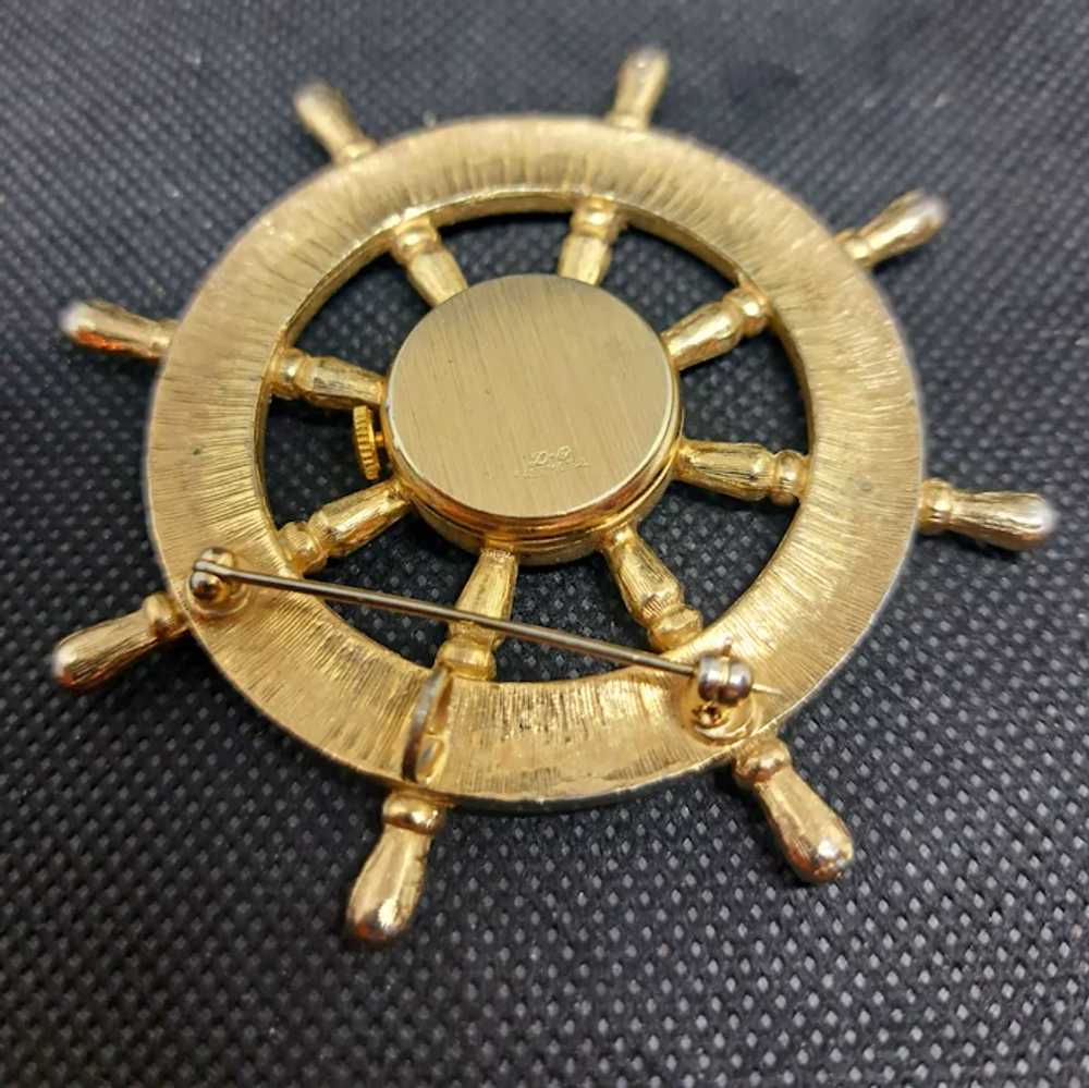 Vintage Swiss Louis "Ship's Wheel" Brooch-Pin Wat… - image 6