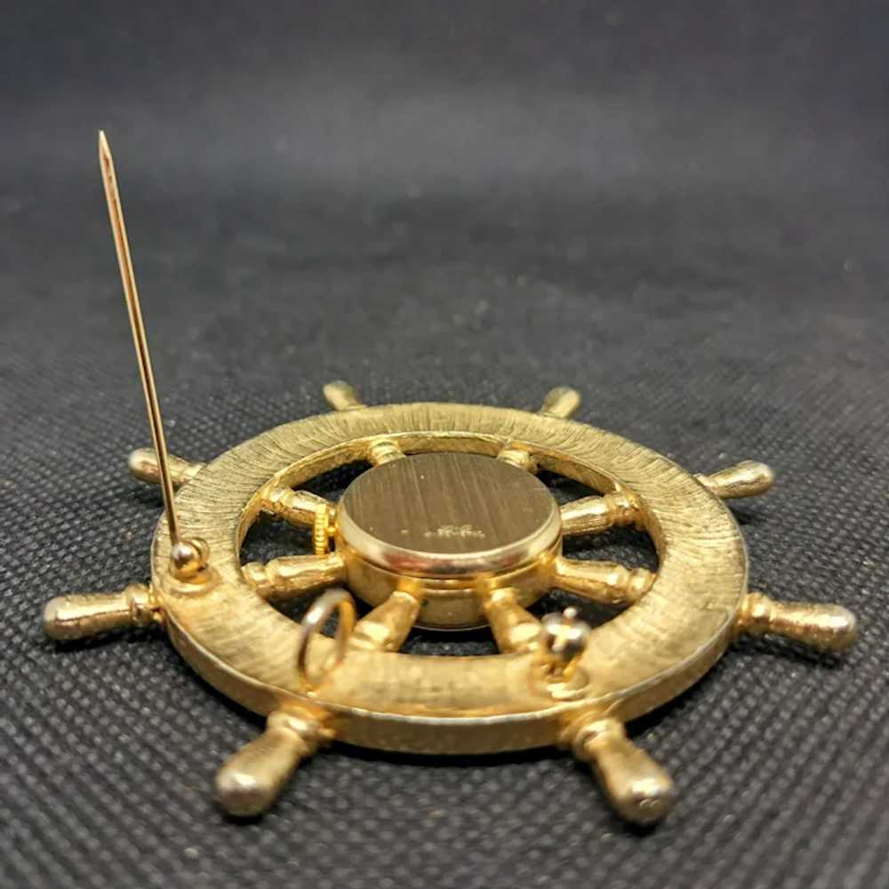 Vintage Swiss Louis "Ship's Wheel" Brooch-Pin Wat… - image 7