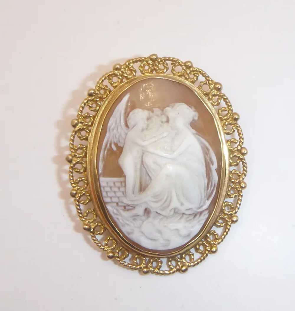 Antique 9 K Gold Cameo Pin - image 6