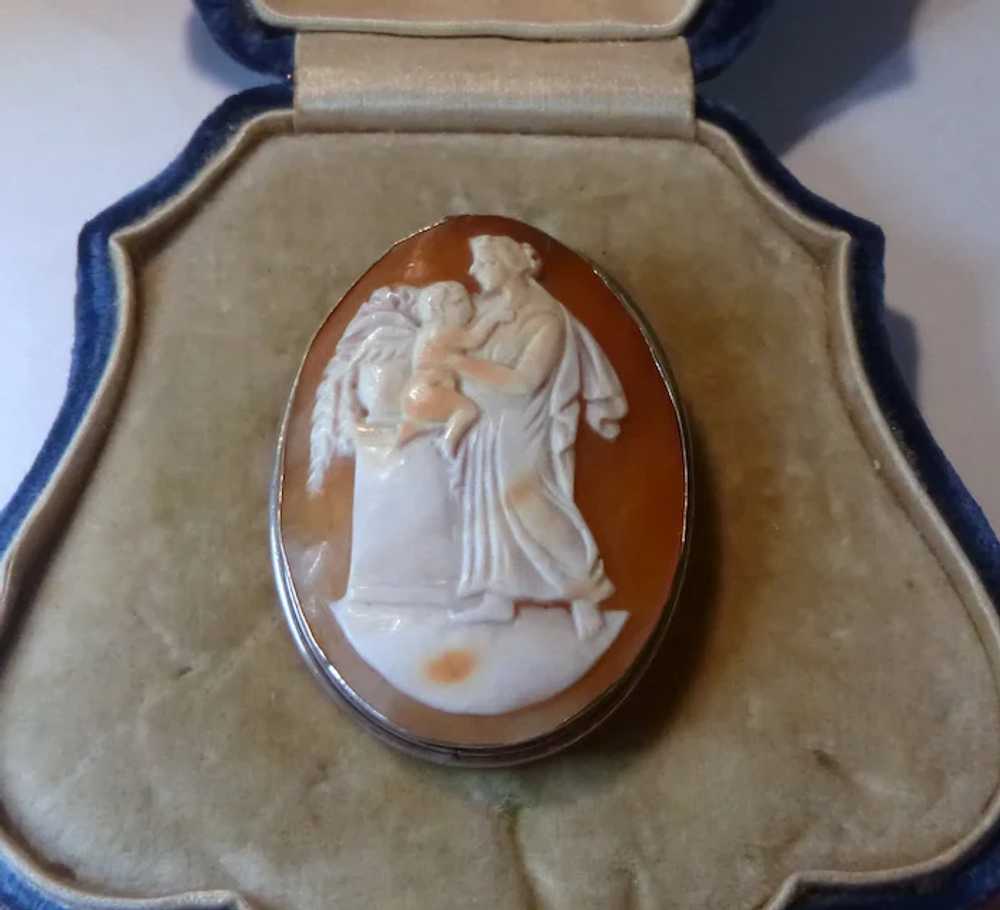 Antique Shell Cameo of a Woman with Cupid - image 2