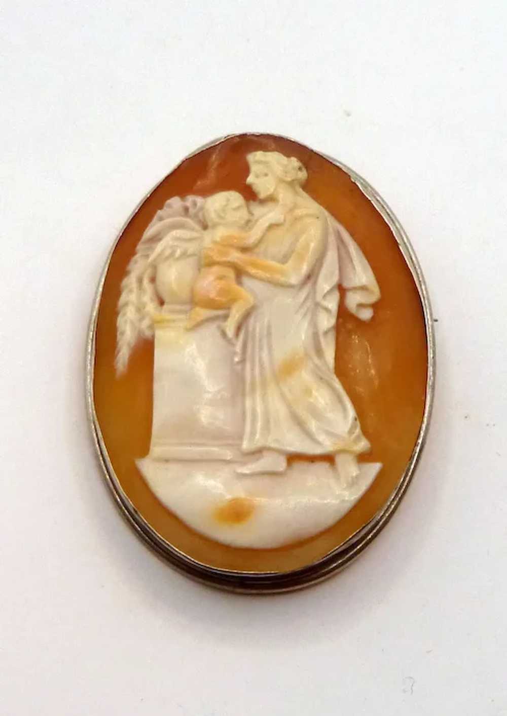 Antique Shell Cameo of a Woman with Cupid - image 3