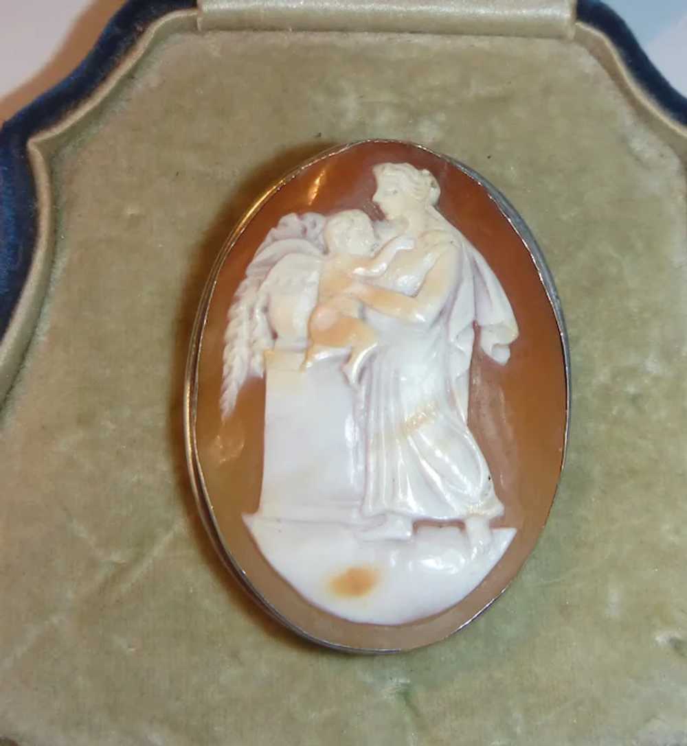 Antique Shell Cameo of a Woman with Cupid - image 6