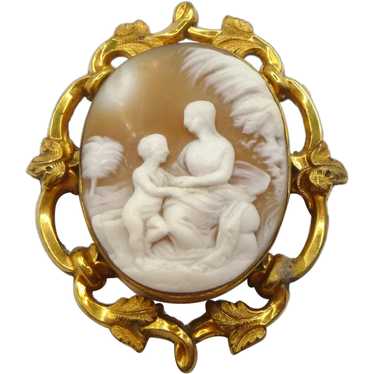 Antique Shell Cameo of Mother & Child - image 1