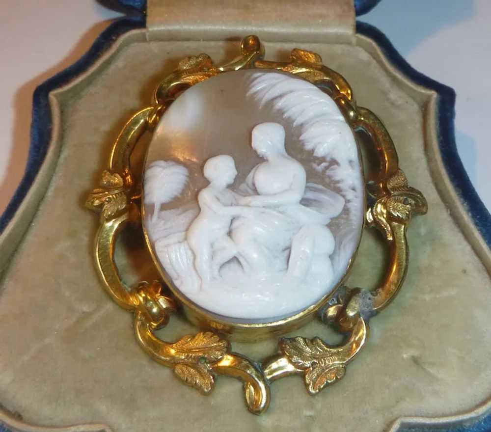 Antique Shell Cameo of Mother & Child - image 2