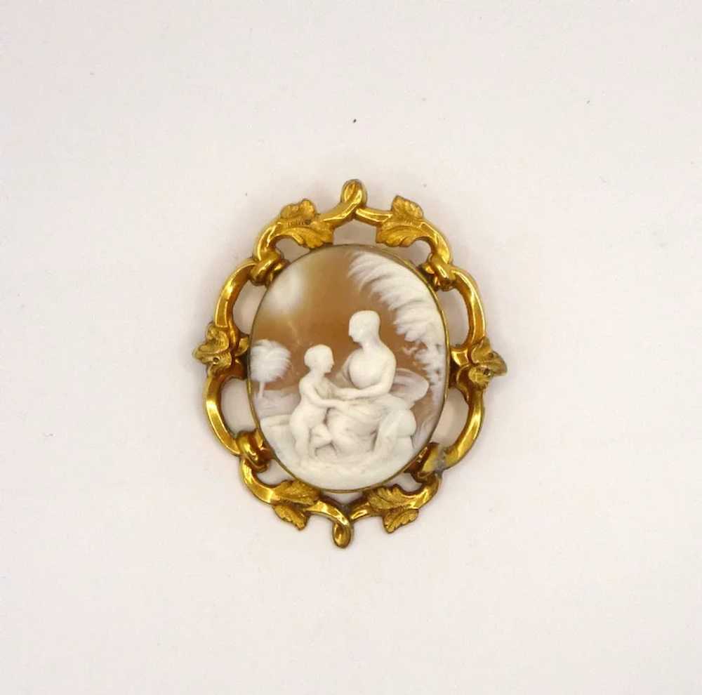Antique Shell Cameo of Mother & Child - image 3