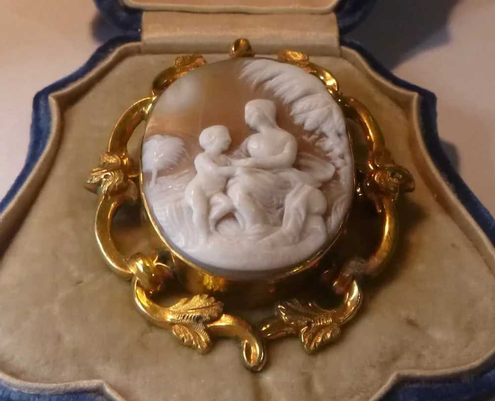 Antique Shell Cameo of Mother & Child - image 4