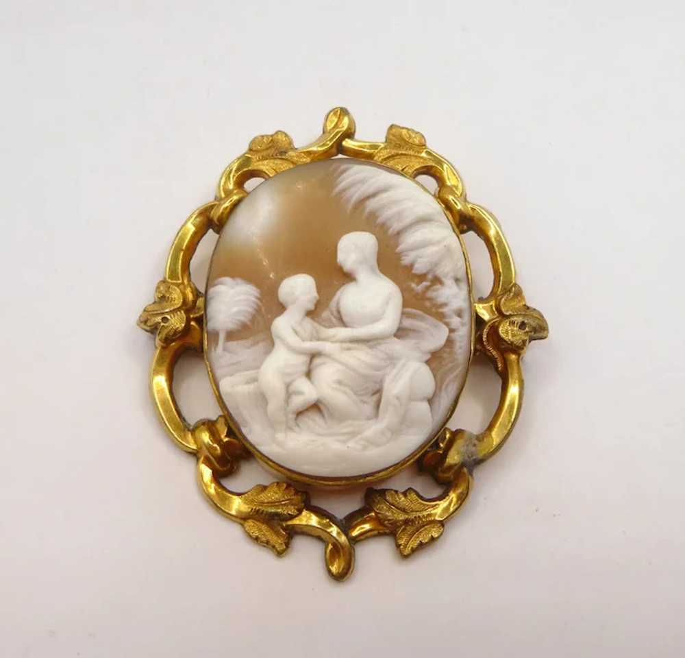 Antique Shell Cameo of Mother & Child - image 5