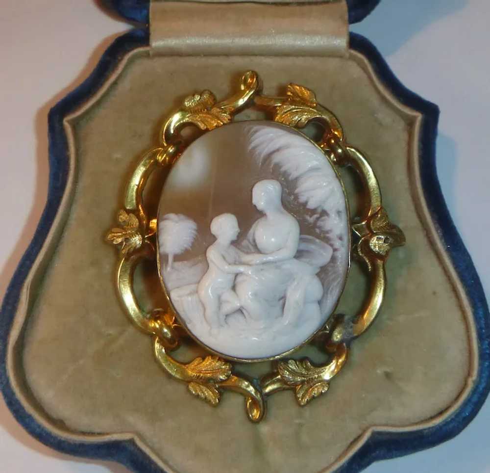 Antique Shell Cameo of Mother & Child - image 6