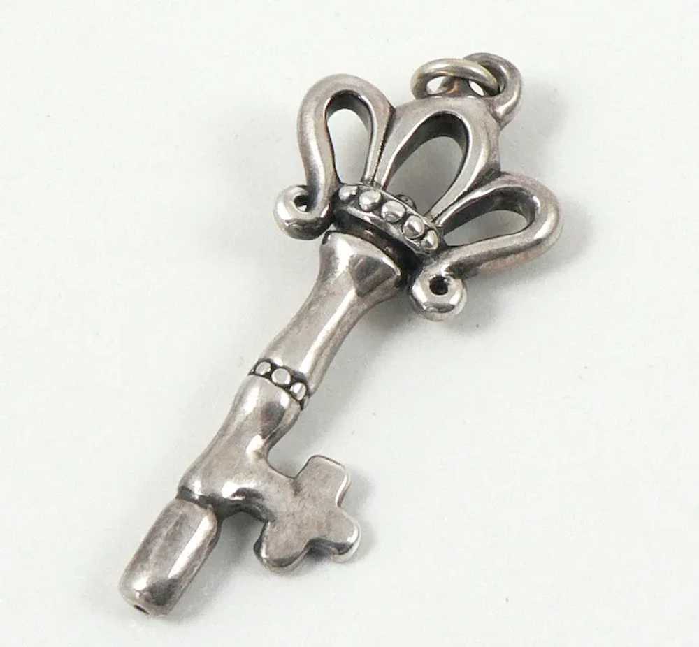Large Pair of Sterling Silver Key Pendants - image 8