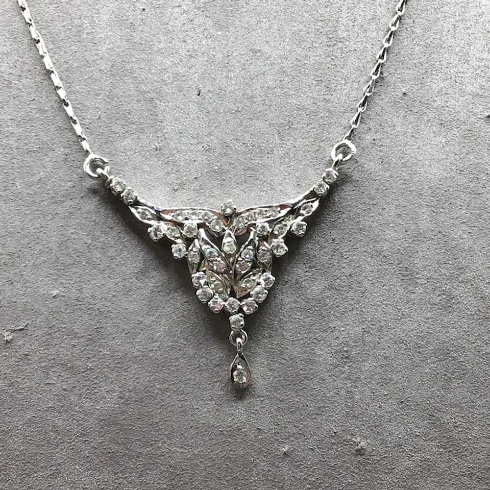 Vintage Elegant CZ Necklace Silver Tone Formal Si… - image 5