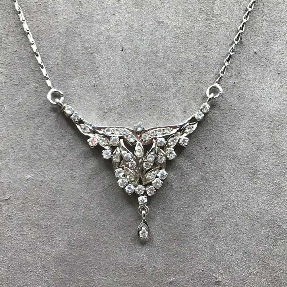Vintage Elegant CZ Necklace Silver Tone Formal Si… - image 6