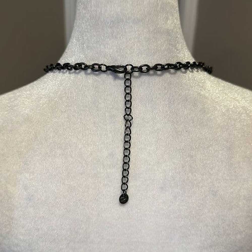 Other Long Metallic Gunmetal Gray layered necklac… - image 4