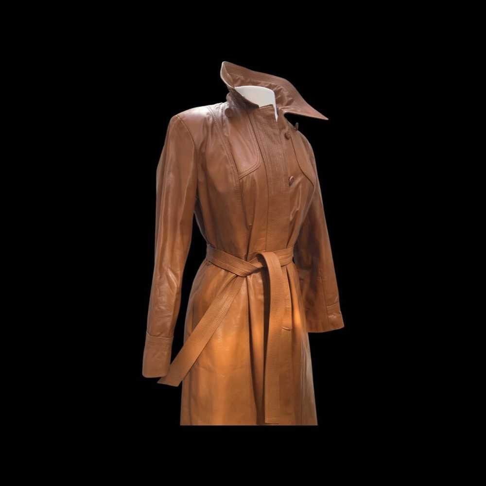 Vintage 70’s Vintage Leather Cape Coat Butterscot… - image 12