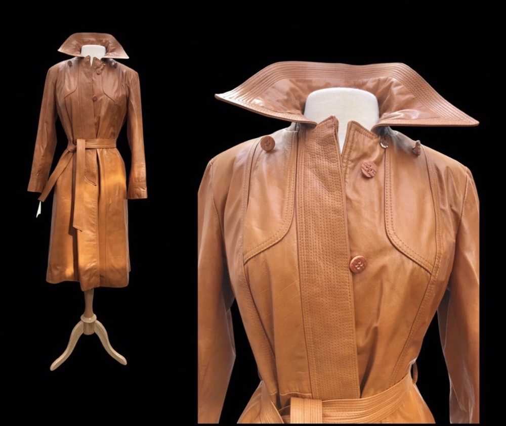 Vintage 70’s Vintage Leather Cape Coat Butterscot… - image 2